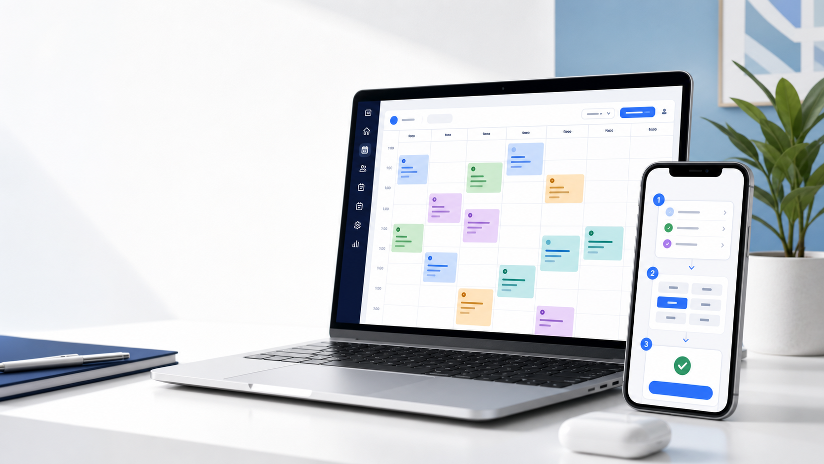 Agenda PrenotaCloud su laptop e prenotazione cliente su smartphone