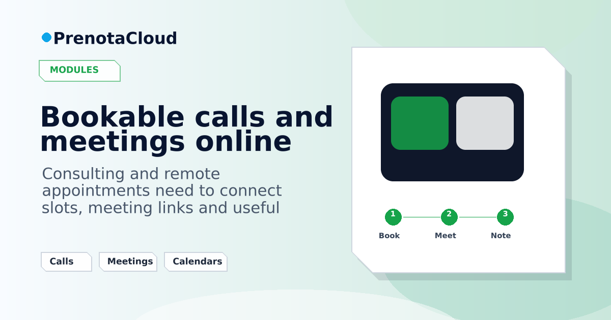 Bookable calls and meetings online: availability, links and preparation without endless messages