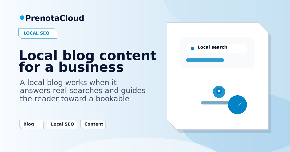 Local blog content for a business: editorial ideas that lead toward booking