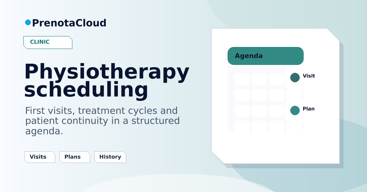 Online booking for physiotherapists: calendar, treatments and patient continuity