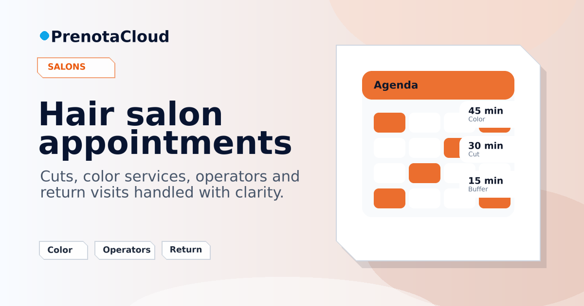 Online booking for hair salons: cuts, color and operators without fragile scheduling