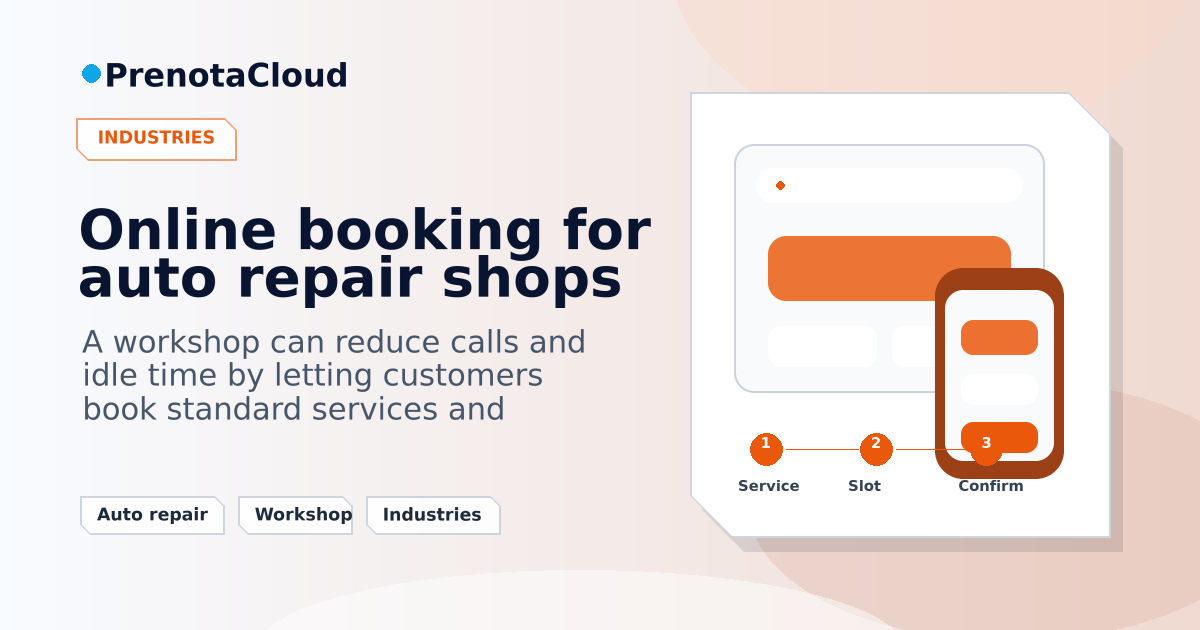 Online booking for auto repair shops: services, checks and workshop appointments