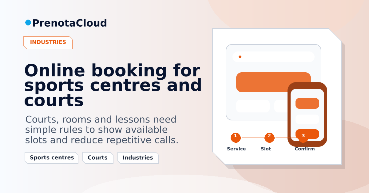 Online booking for sports centres and courts: clear availability by time slot