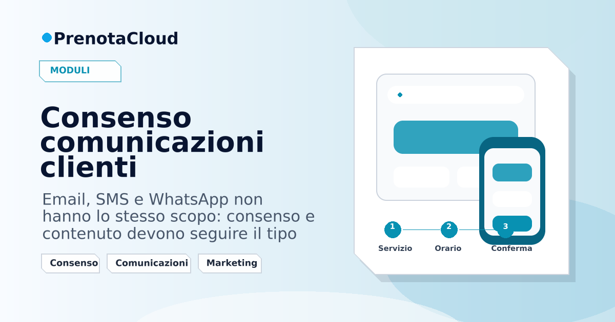 Consenso comunicazioni clienti: come separare notifiche, promemoria e marketing
