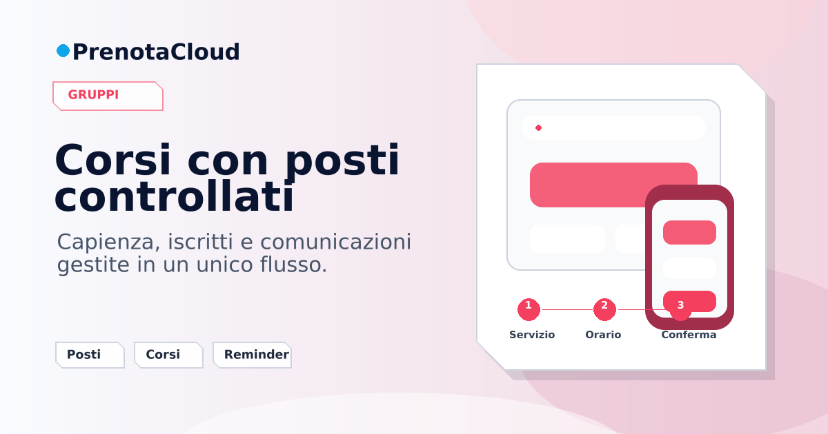Prenotazioni per corsi ed eventi a piccoli gruppi: posti, liste e conferme senza fogli sparsi