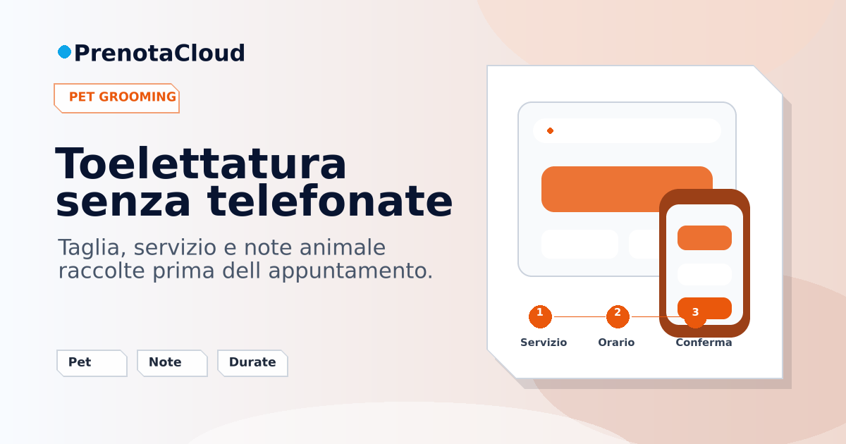 Prenotazioni online per pet grooming: servizi, taglie e tempi senza telefonate continue